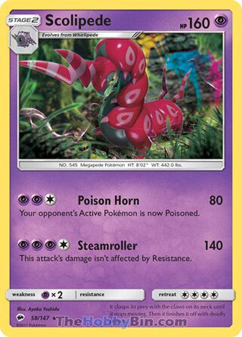 Scolipede Burning Shadows Rare #58/147