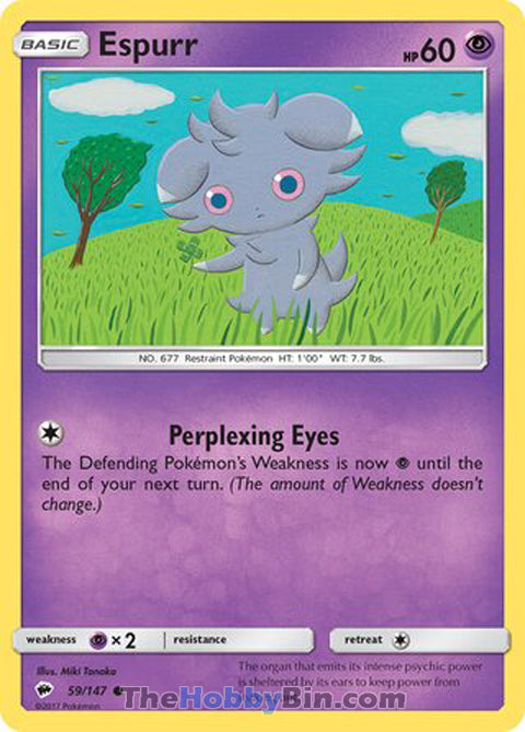 Espurr #59/147 Common - Burning Shadows Pokemon card