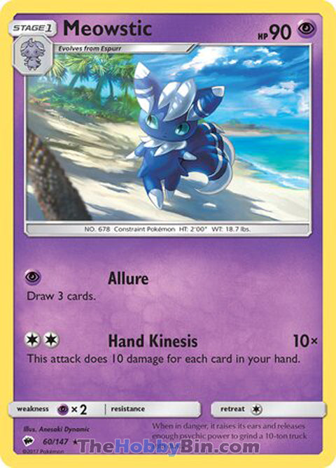 Meowstic #60/147 Rare - Burning Shadows Pokemon card
