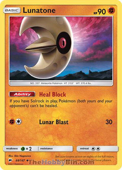 0068 Lunatone Uncommon Burning Shadows