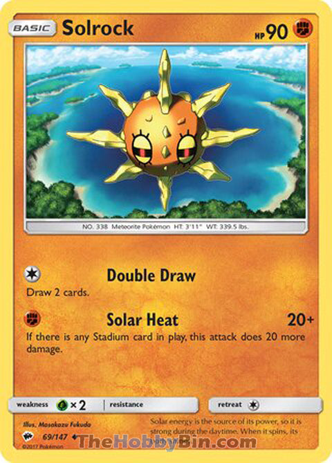 Solrock #69/147 Uncommon - Burning Shadows Pokemon card