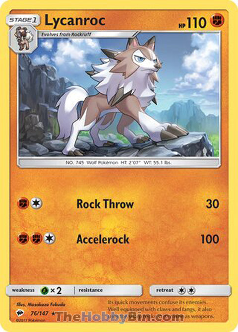 Lycanroc Burning Shadows Rare #76/147