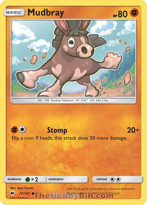 Mudbray #77/147 Common - Burning Shadows Pokemon card