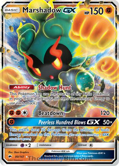 Marshadow GX #80/147 Ultra Rare - Burning Shadows Pokemon card