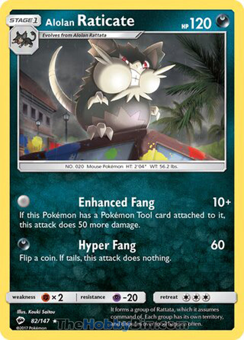 Alolan Raticate Burning Shadows Rare #82/147