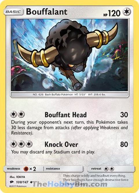 Bouffalant #108/147 Uncommon - Burning Shadows Pokemon card