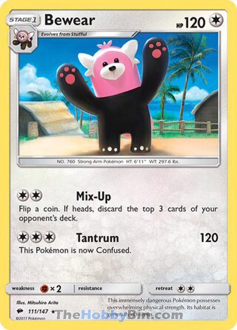 Bewear #111/147 Rare - Burning Shadows Pokemon card