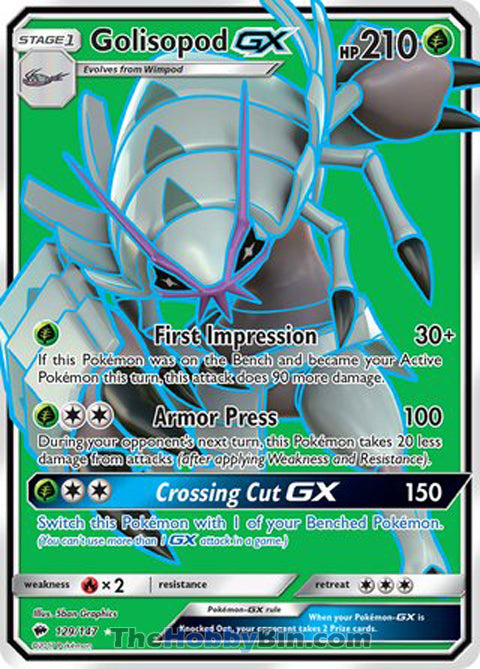 Golisopod GX #129/147 Ultra Rare - Burning Shadows Pokemon card