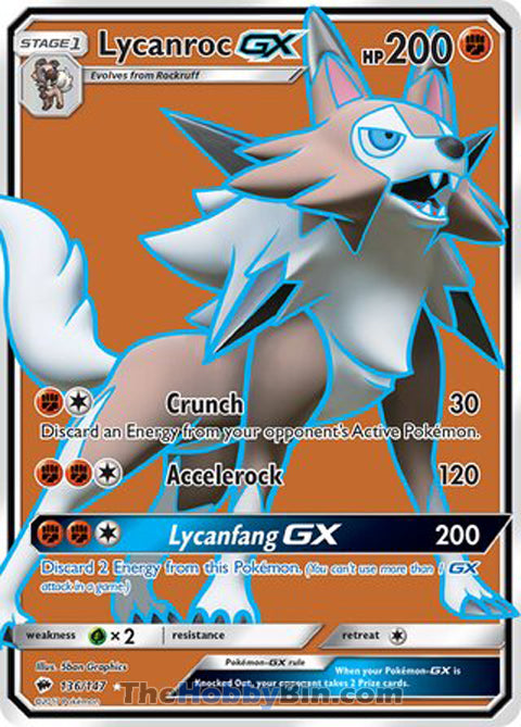 Lycanroc GX #136/147 Ultra Rare - Burning Shadows Pokemon card