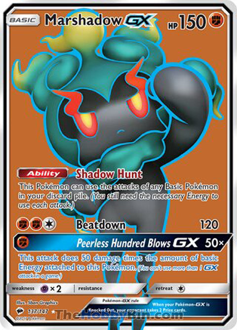 Marshadow GX #137/147 Ultra Rare - Burning Shadows Pokemon card