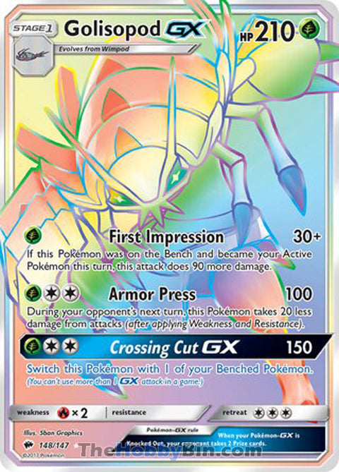 Golisopod GX #148/147 Secret Rare - Burning Shadows Pokemon card