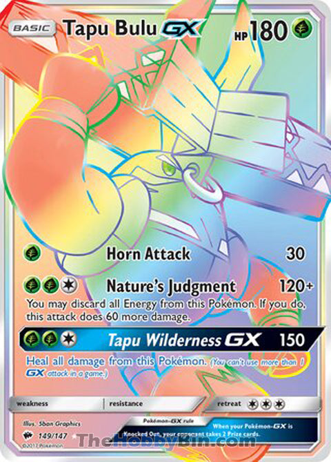 Tapu Bulu GX #149/147 Secret Rare - Burning Shadows Pokemon card