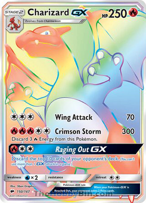 Charizard GX #150/147 Secret Rare - Burning Shadows Pokemon card