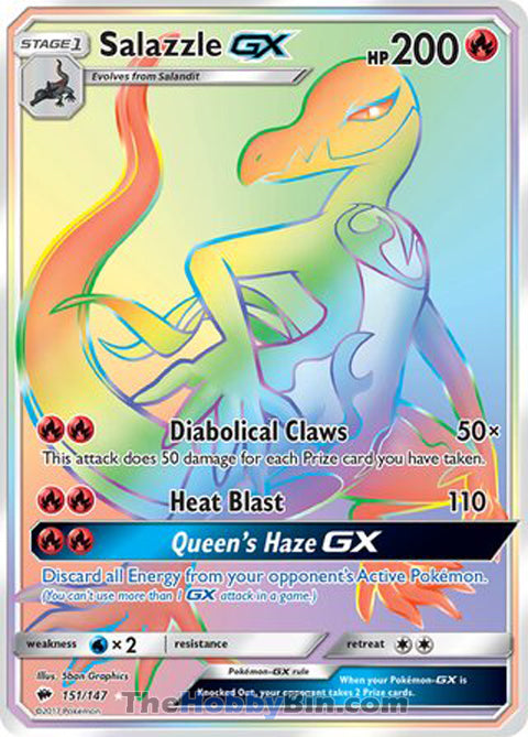 Salazzle GX #151/147 Secret Rare - Burning Shadows Pokemon card