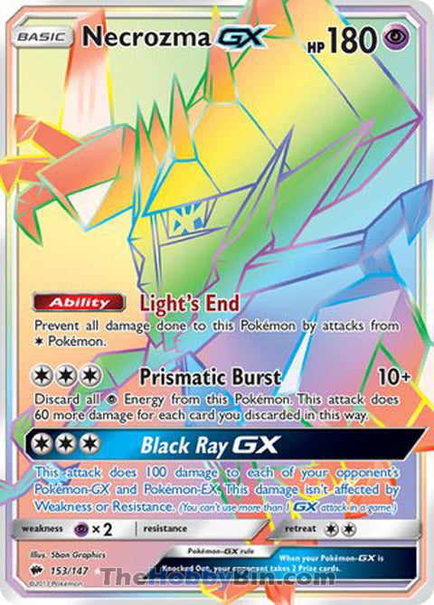 Necrozma GX Burning Shadows Secret Rare #153/147