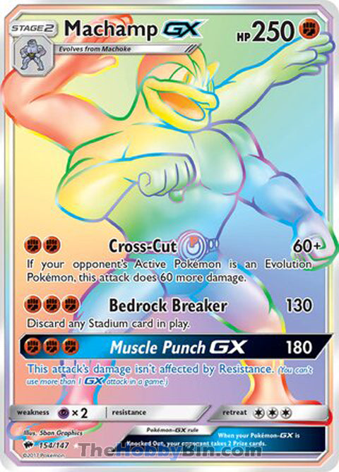 0154 Machamp GX Secret Rare Burning Shadows