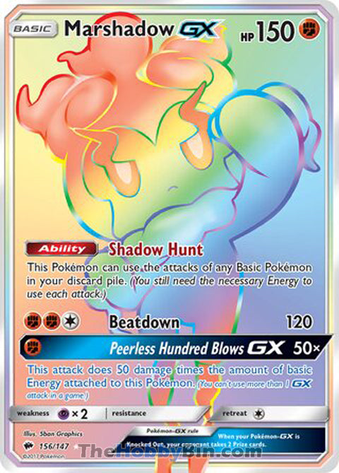 Marshadow GX #156/147 Secret Rare - Burning Shadows Pokemon card