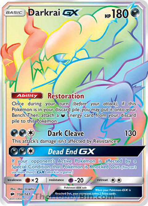 Darkrai GX #158/147 Secret Rare - Burning Shadows Pokemon card