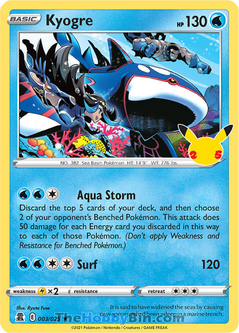 0003 Kyogre Holo Rare Celebrations