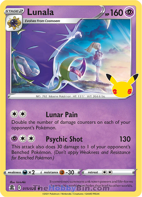 Lunala Celebrations Holo Rare #015/025