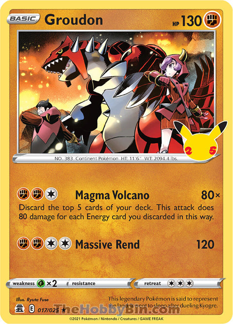 0017 Groudon Holo Rare Celebrations