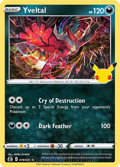 Yveltal Celebrations Holo Rare #019/025