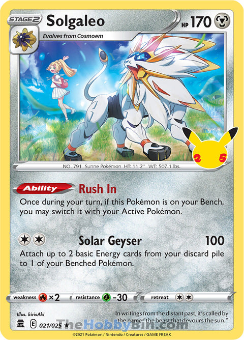 Solgaleo Celebrations Holo Rare #021/025