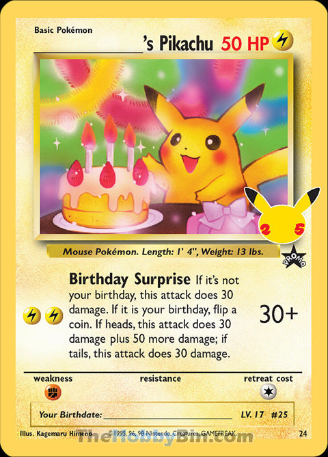 00000024 Birthday Pikachu Classic Collection Celebrations