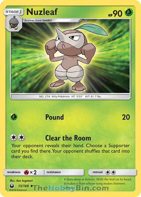 Nuzleaf #13/168 Uncommon - Celestial Storm Pokemon card