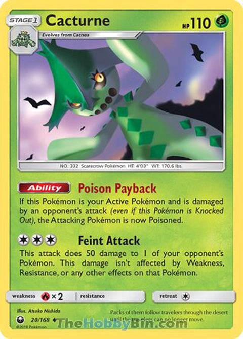 Cacturne #20/168 Uncommon - Celestial Storm Pokemon card