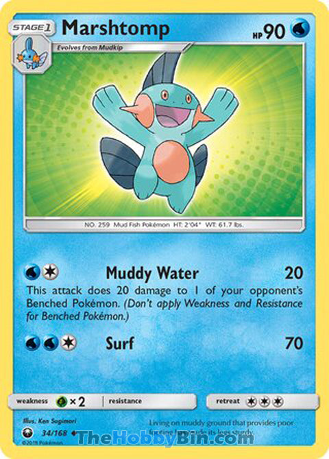 Marshtomp #34/168 Uncommon - Celestial Storm Pokemon card