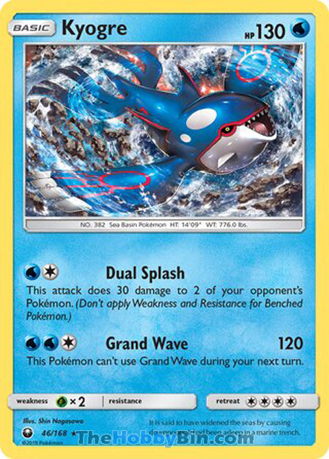 Kyogre #46/168 Holo Rare - Celestial Storm Pokemon card
