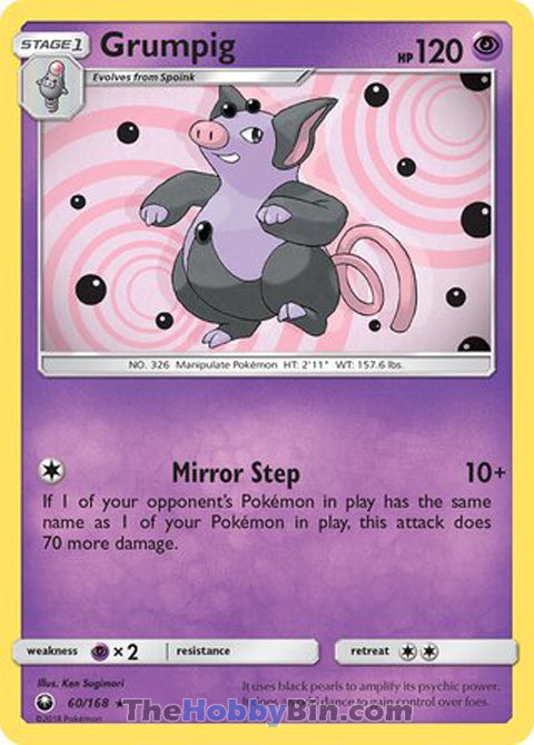 Grumpig #60/168 Rare - Celestial Storm Pokemon card