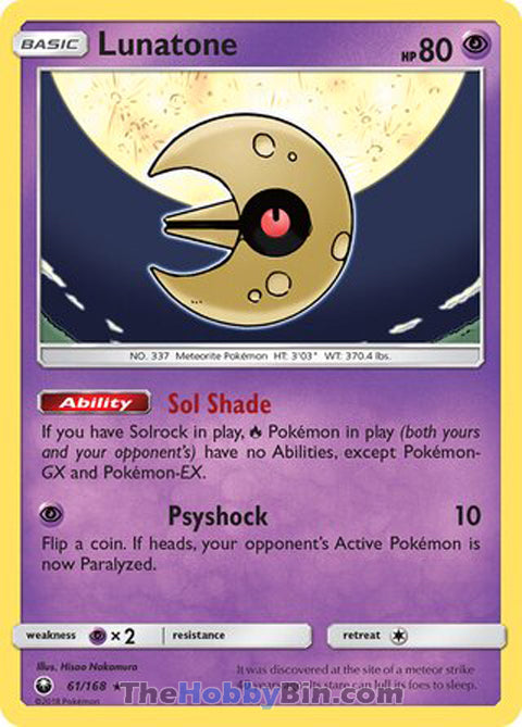 Lunatone #61/168 Holo Rare - Celestial Storm Pokemon card