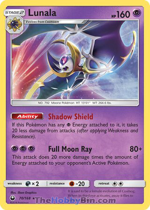 Lunala #70/168 Holo Rare - Celestial Storm Pokemon card