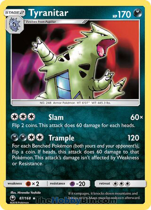 Tyranitar #87/168 Holo Rare - Celestial Storm Pokemon card