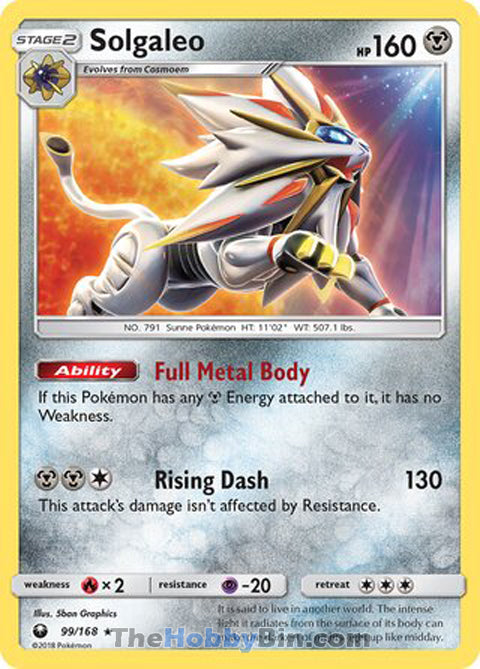 Solgaleo #99/168 Holo Rare - Celestial Storm Pokemon card