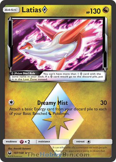 Latias Prism Star #107/168 Prism Rare - Celestial Storm Pokemon card