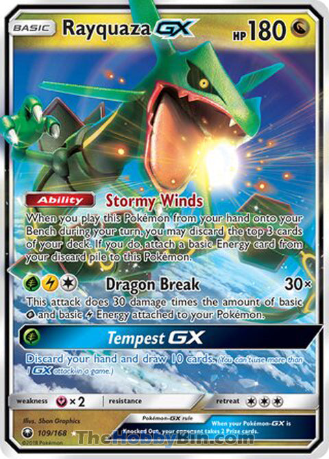 Rayquaza GX #109/168 Ultra Rare - Celestial Storm Pokemon card