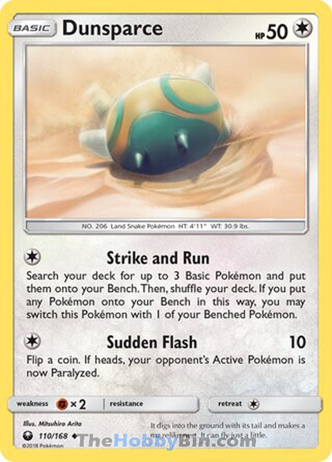 Dunsparce #110/168 Uncommon - Celestial Storm Pokemon card