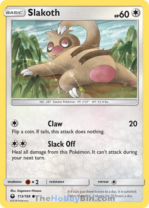 Slakoth #113/168 Common - Celestial Storm Pokemon card