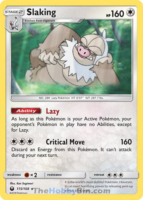 Slaking #115/168 Holo Rare - Celestial Storm Pokemon card