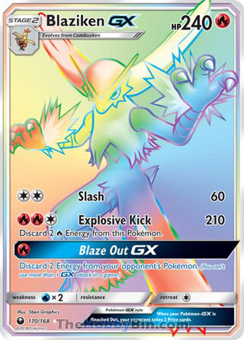 Blaziken GX #170/168 Secret Rare - Celestial Storm Pokemon card