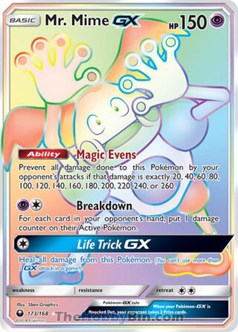 Mr. Mime GX #173/168 Secret Rare - Celestial Storm Pokemon card