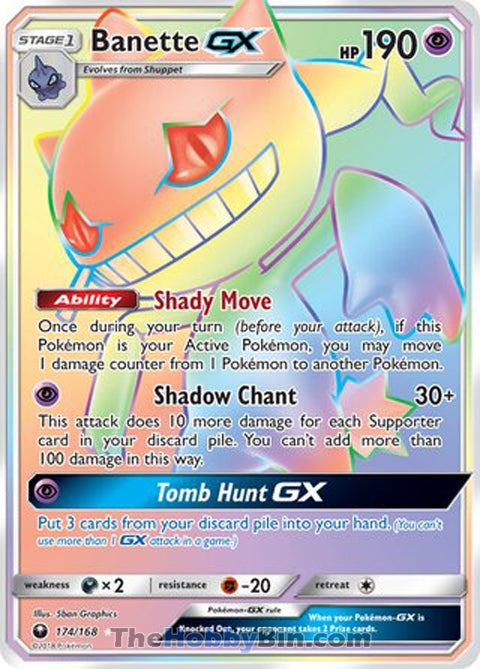 Banette GX #174/168 Secret Rare - Celestial Storm Pokemon card
