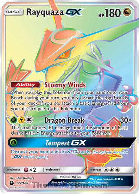 Rayquaza GX #177/168 Secret Rare - Celestial Storm Pokemon card