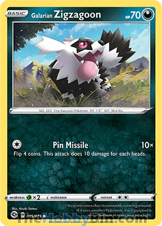 Galarian Zigzagoon #35/73 Common - Champion's Path Pokemon card