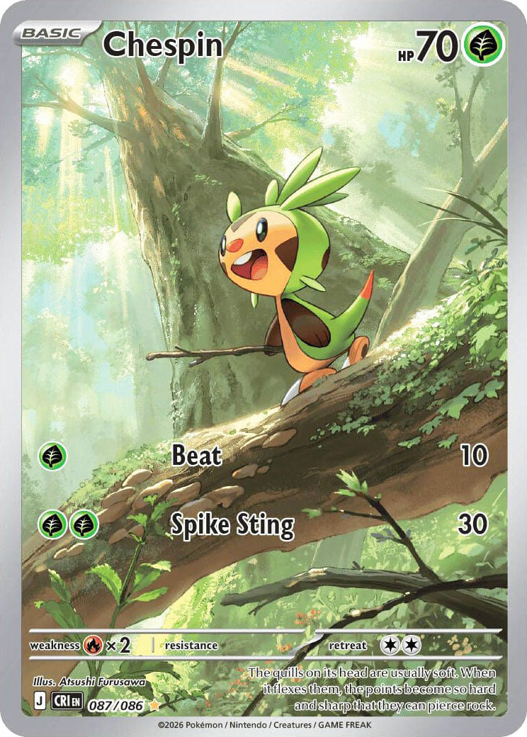 0087 Chespin Illustration Rare Chaos Rising