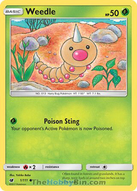 Weedle #1/111 Common - Crimson Invasion Pokemon card