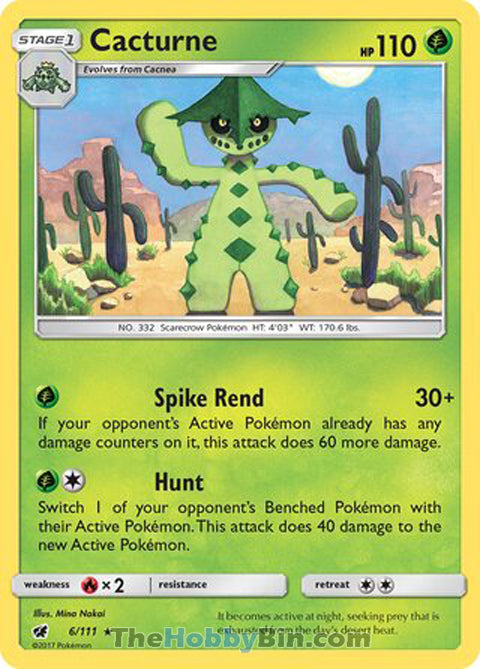 Cacturne #6/111 Rare - Crimson Invasion Pokemon card
